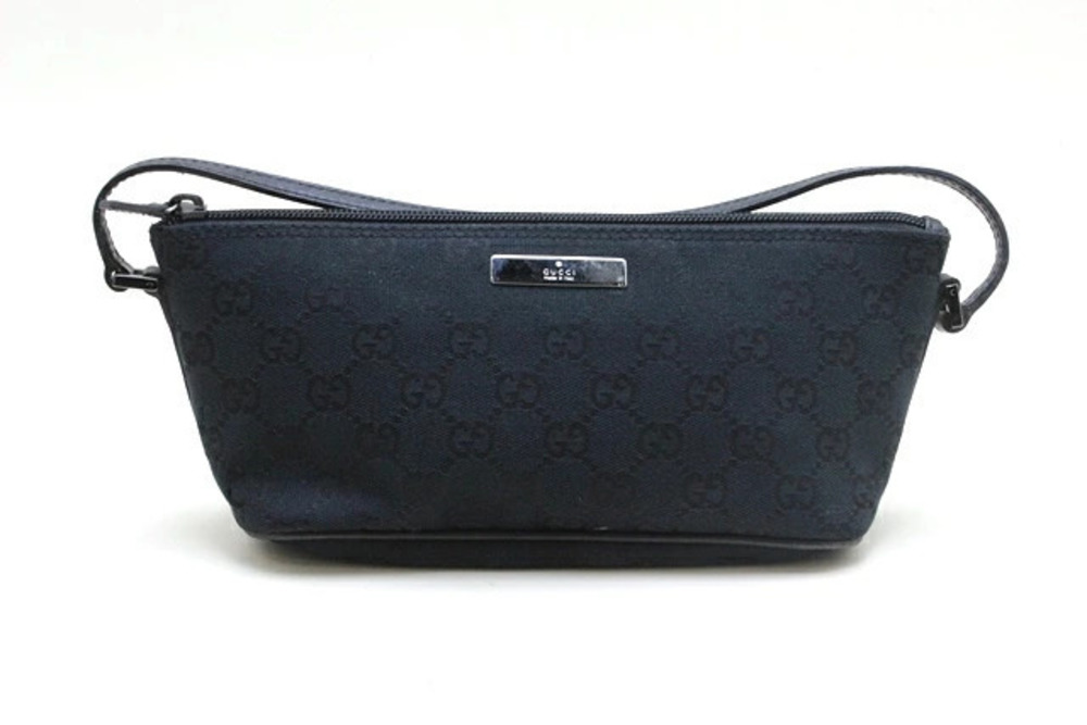 Gucci accessory Pouch Clutch handle GG Black calfskin